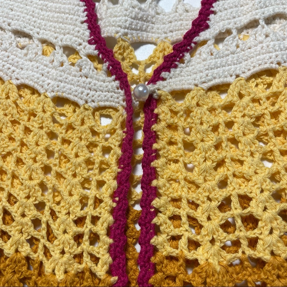 Crochet Multi Color Front Open Vest Size S - image 5